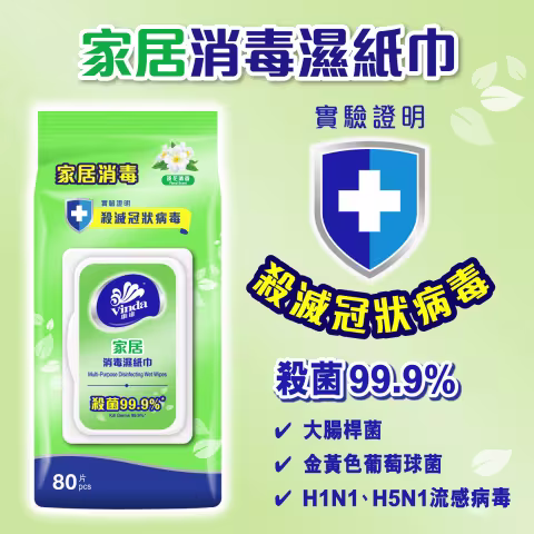 [原箱6包]家居消毒濕紙巾80片裝 (淡花清香)